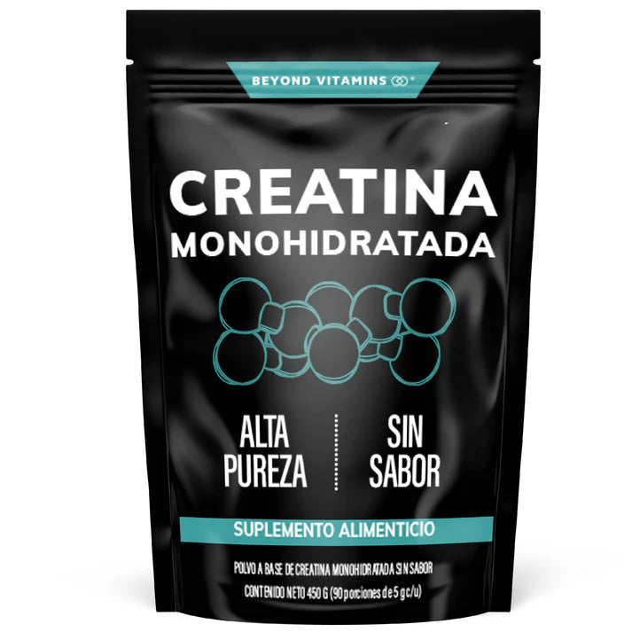 Creatina Monohidratada Micronizada – Potencia y Rendimiento en Cada Scoop, 90 porciones, bolsa con 450g.