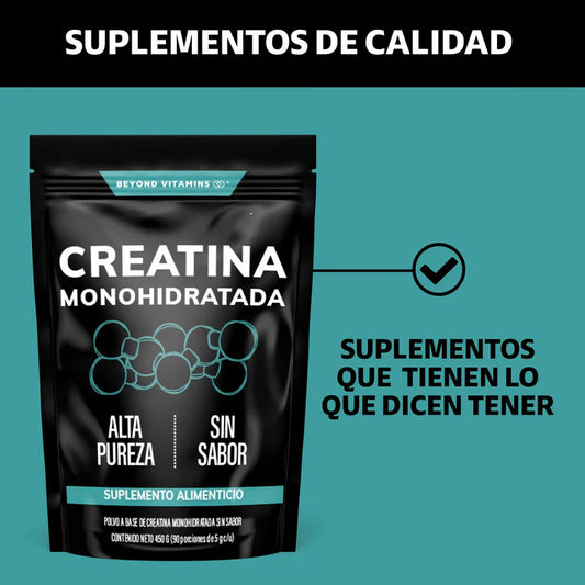 Creatina Monohidratada Micronizada – Potencia y Rendimiento en Cada Scoop, 90 porciones, bolsa con 450g.